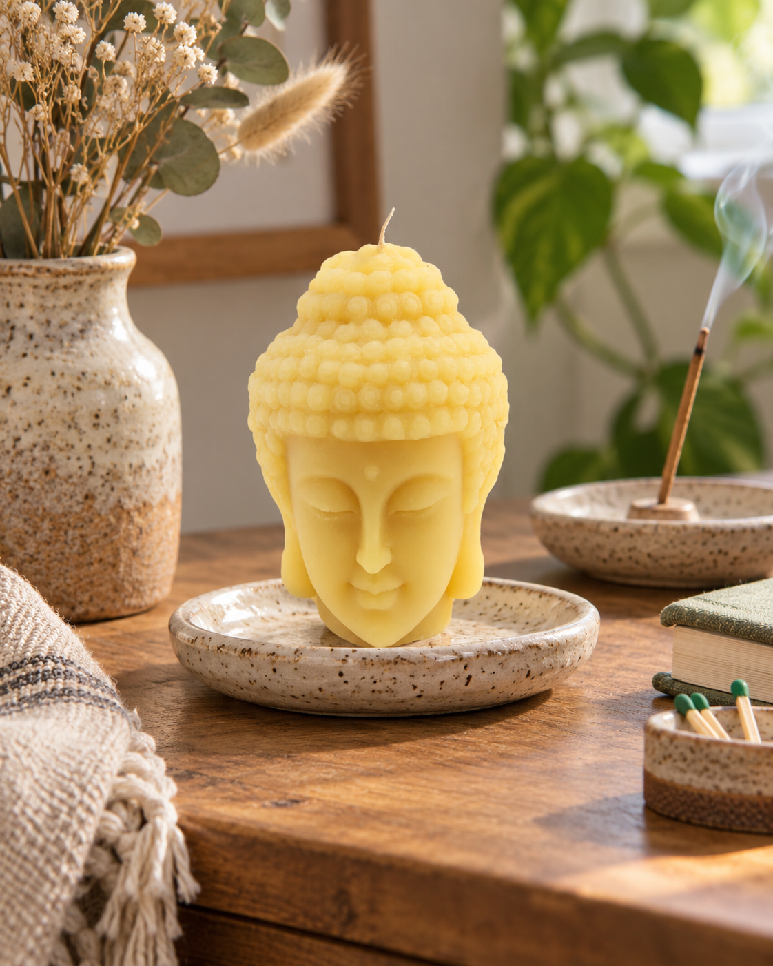 Beeswax Buddha Candle